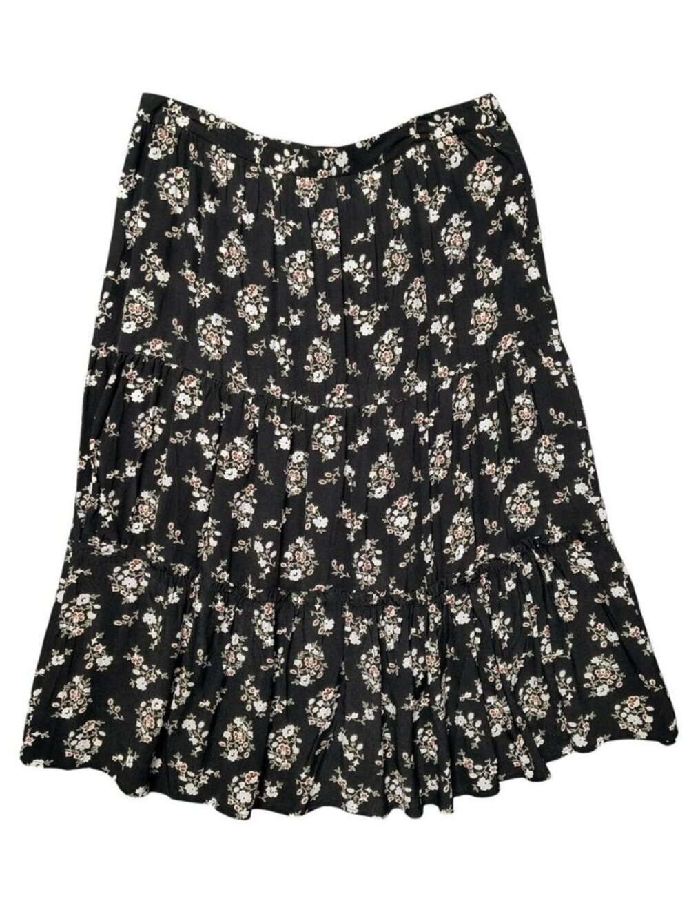 Black White Floral Skirt